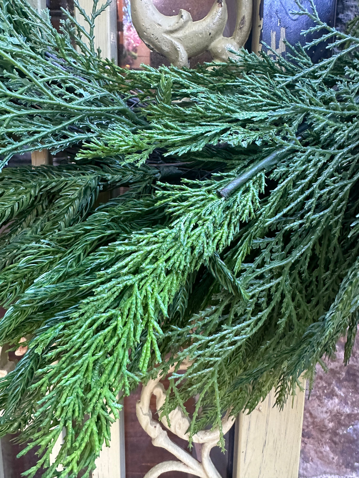 26" FAUX CYPRESS/NORFOLK PINE WREATH