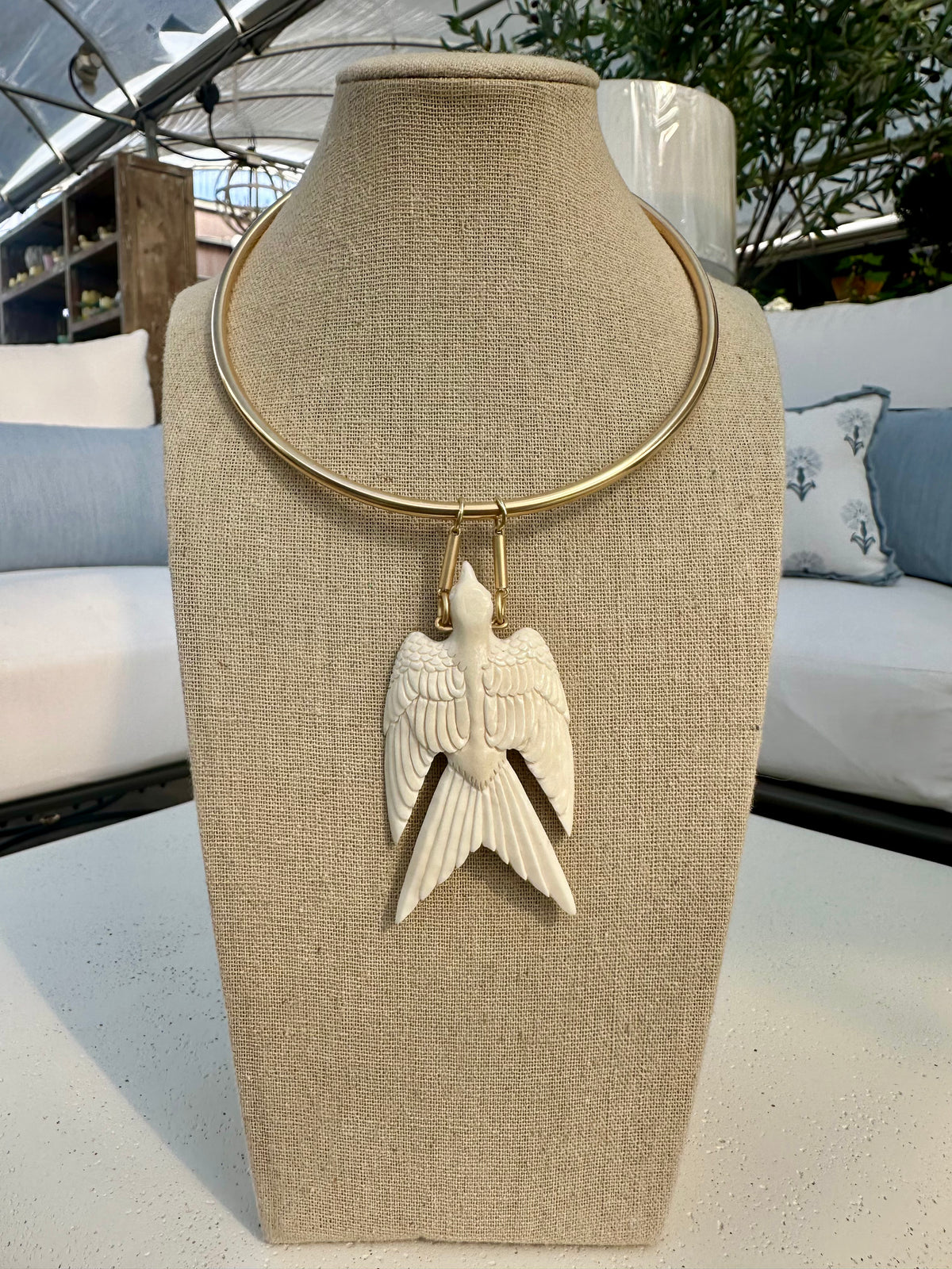 CARVED WHITE SPARROW NECKLACE