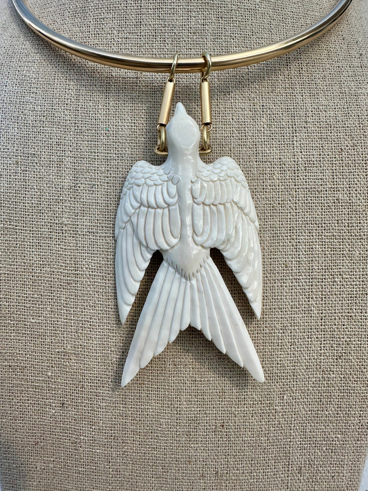 CARVED WHITE SPARROW NECKLACE