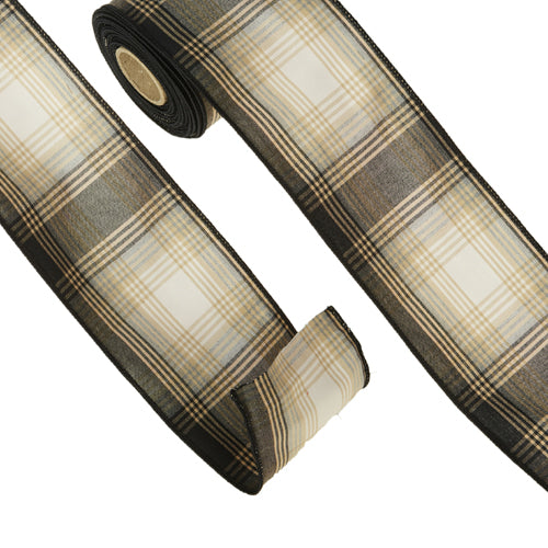 4" x 10 YDS BROWN WIRED RIBBON