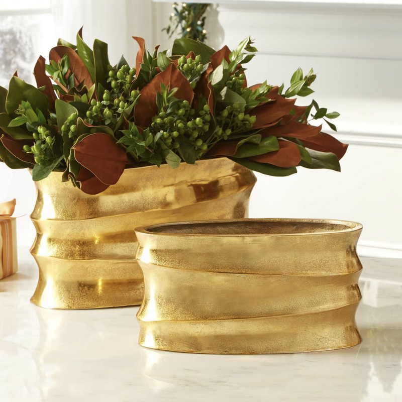 large gold planter pots RIDGED GOLD PLANTER – Millstone Market & Nursery