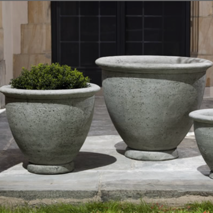 cast stone pot planter Campania International Small Berkeley Cast Stone Planter Copper Bronze