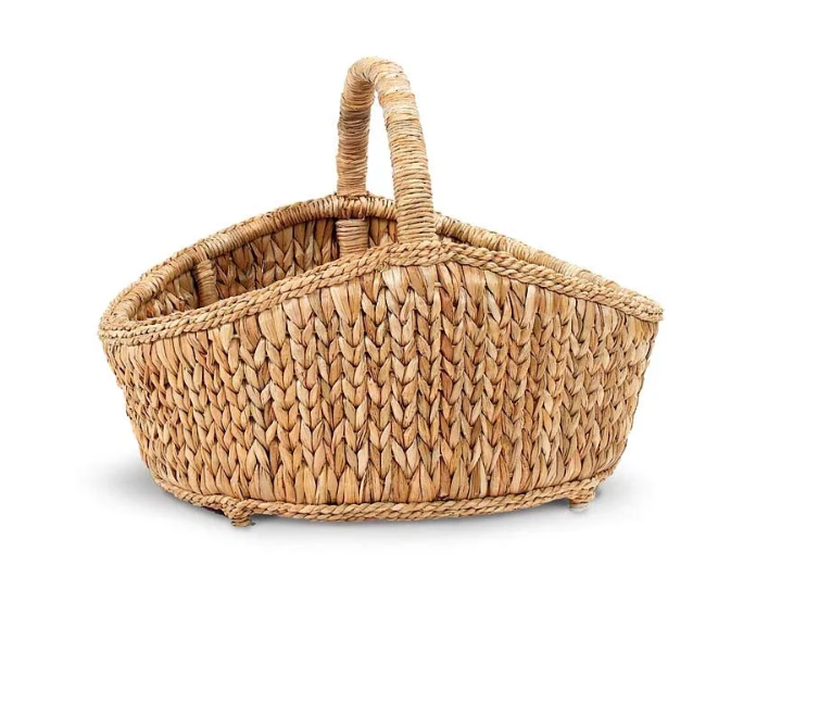 SWEATER WEAVE SHALLOW BASKET W/ HANDLE