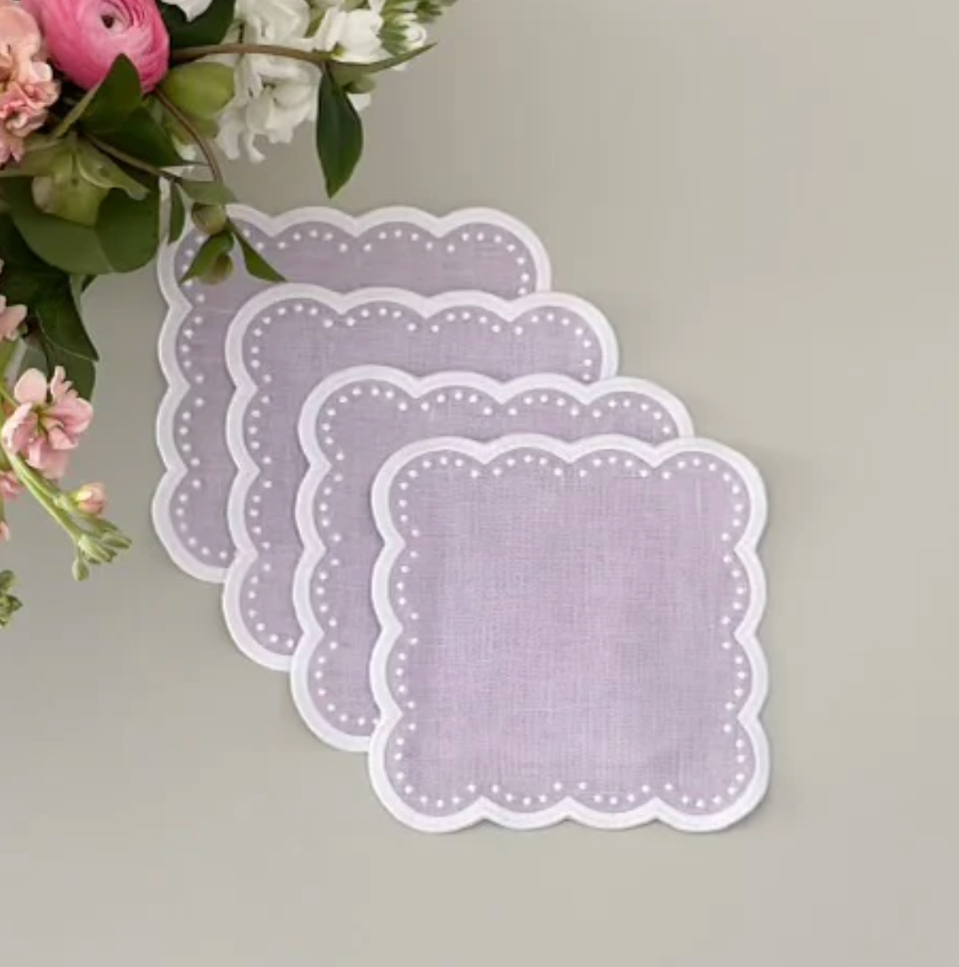 SCALLOPED COCKTAIL NAPKIN SET