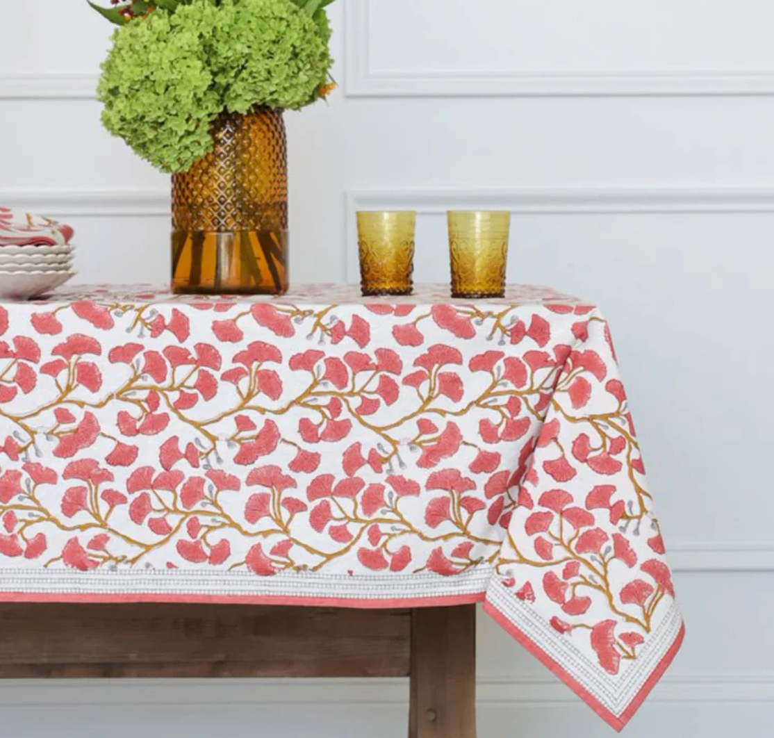 GINKGO CORAL TABLECLOTH