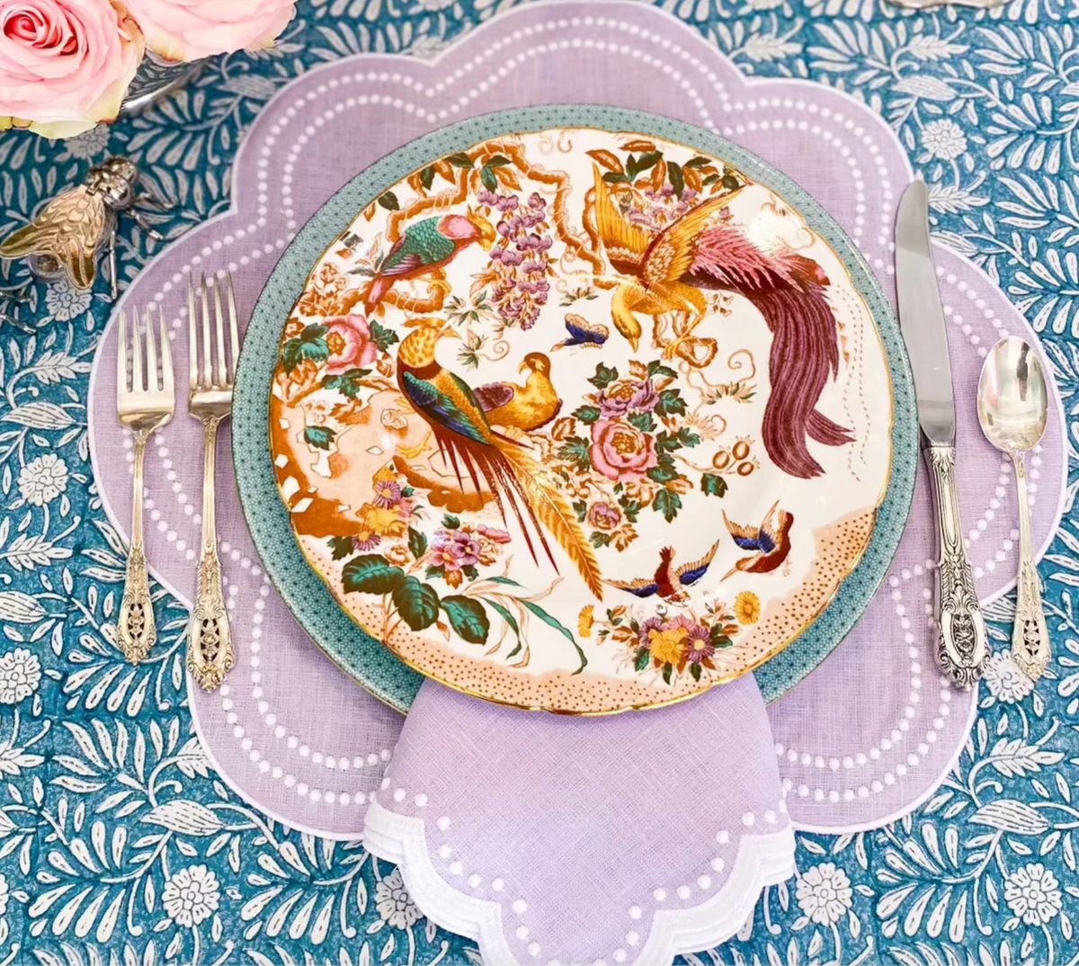 LAVENDER DOUBLE DOTTED PLACEMAT SET/4