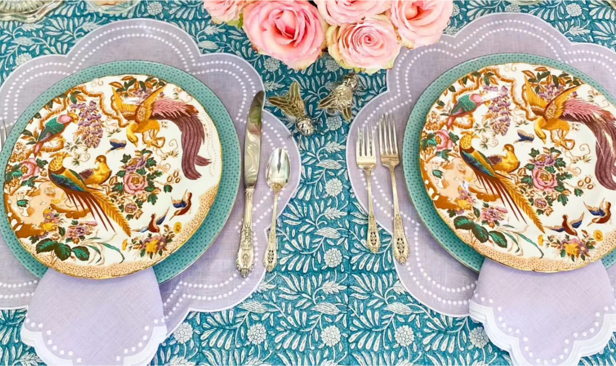 LAVENDER DOUBLE DOTTED PLACEMAT SET/4
