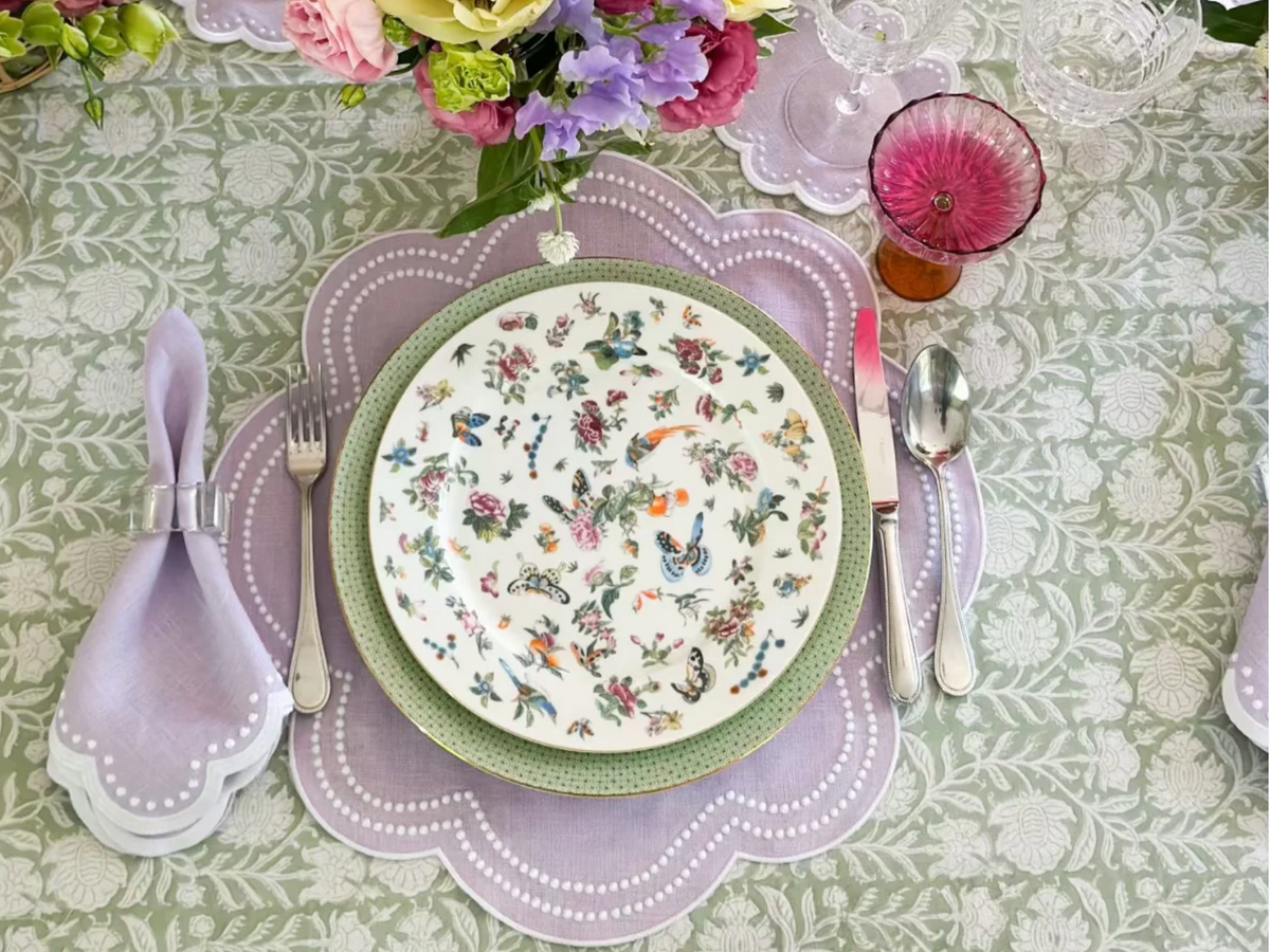LAVENDER DOUBLE DOTTED PLACEMAT SET/4