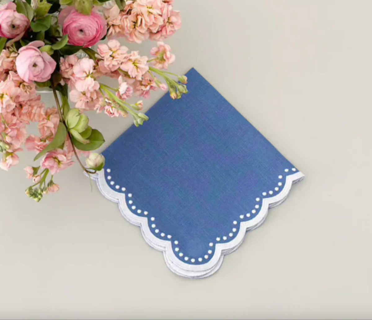 OCEAN BLUE DOT NAPKIN SET OF 2