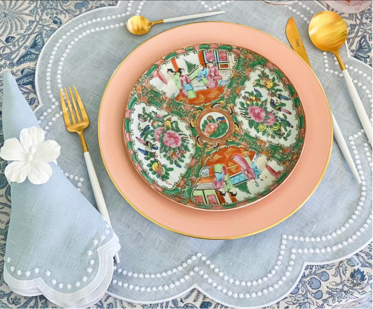 SKY BLUE DOUBLE DOT PLACEMAT SET/4