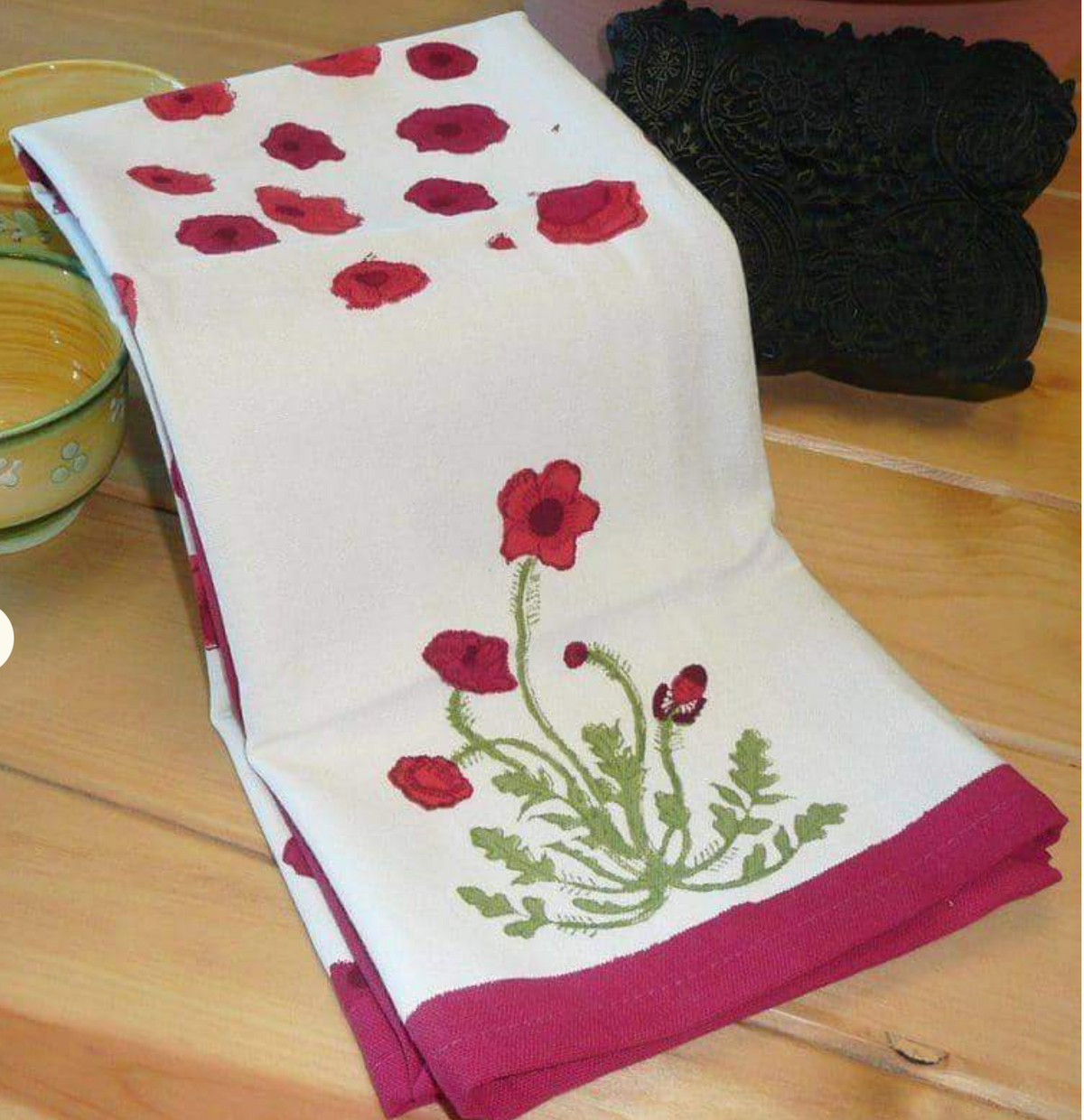 POPPIES RED/GREEN TEA TOWEL SET