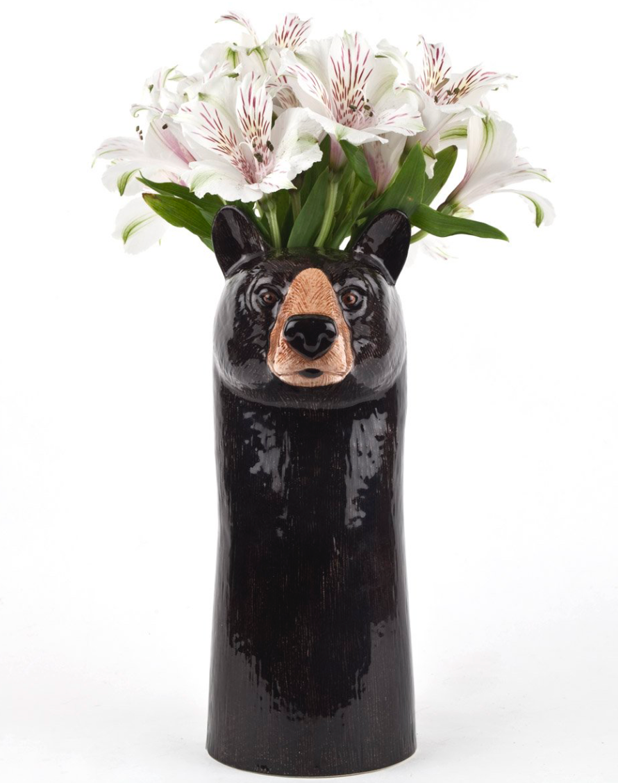 BLACK BEAR FLOWER VASE