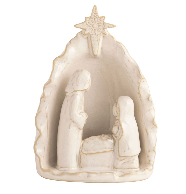 WHITE STONEWARE NATIVITY SCENE