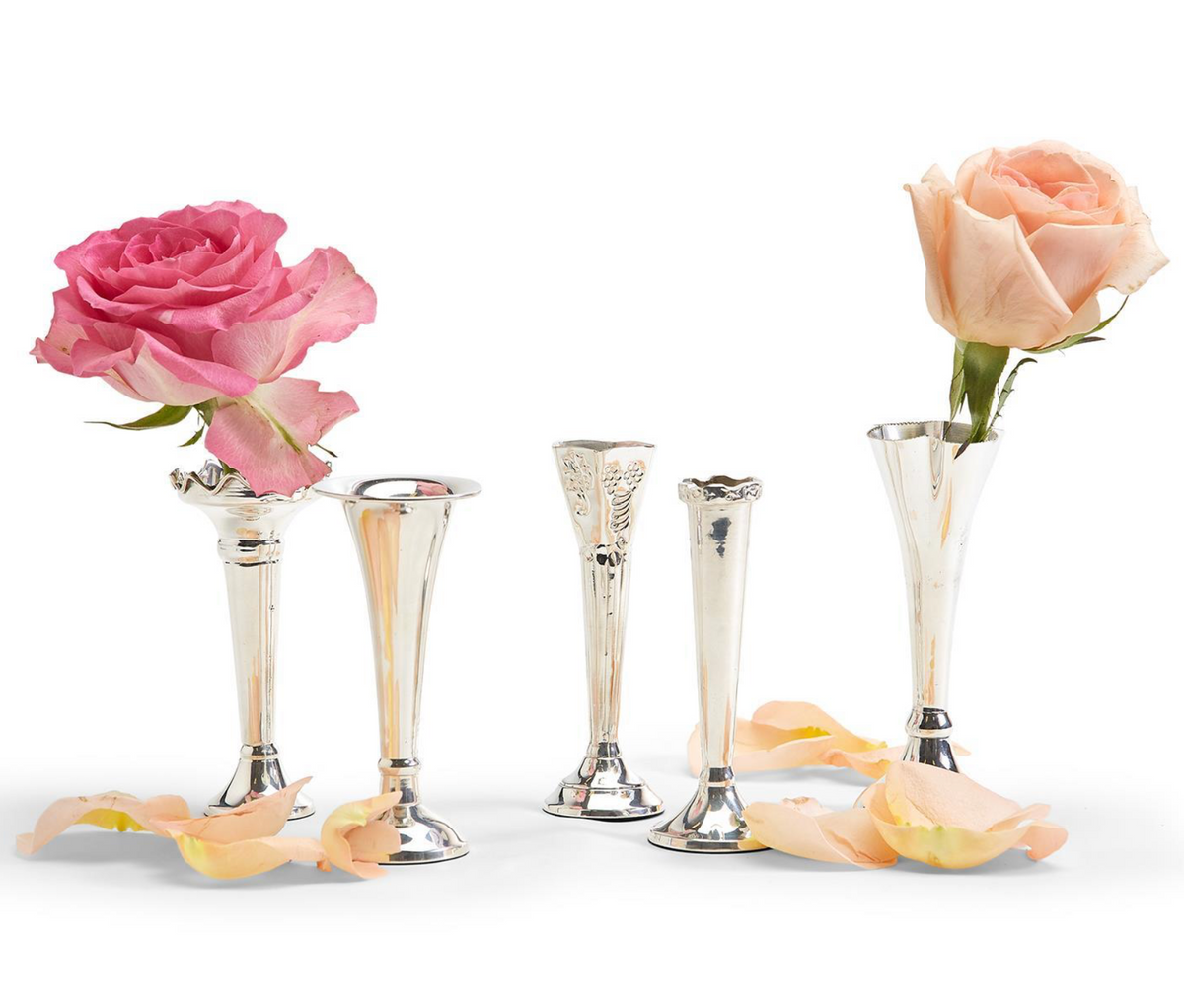 SILVER PLATED BRASS VASE SET