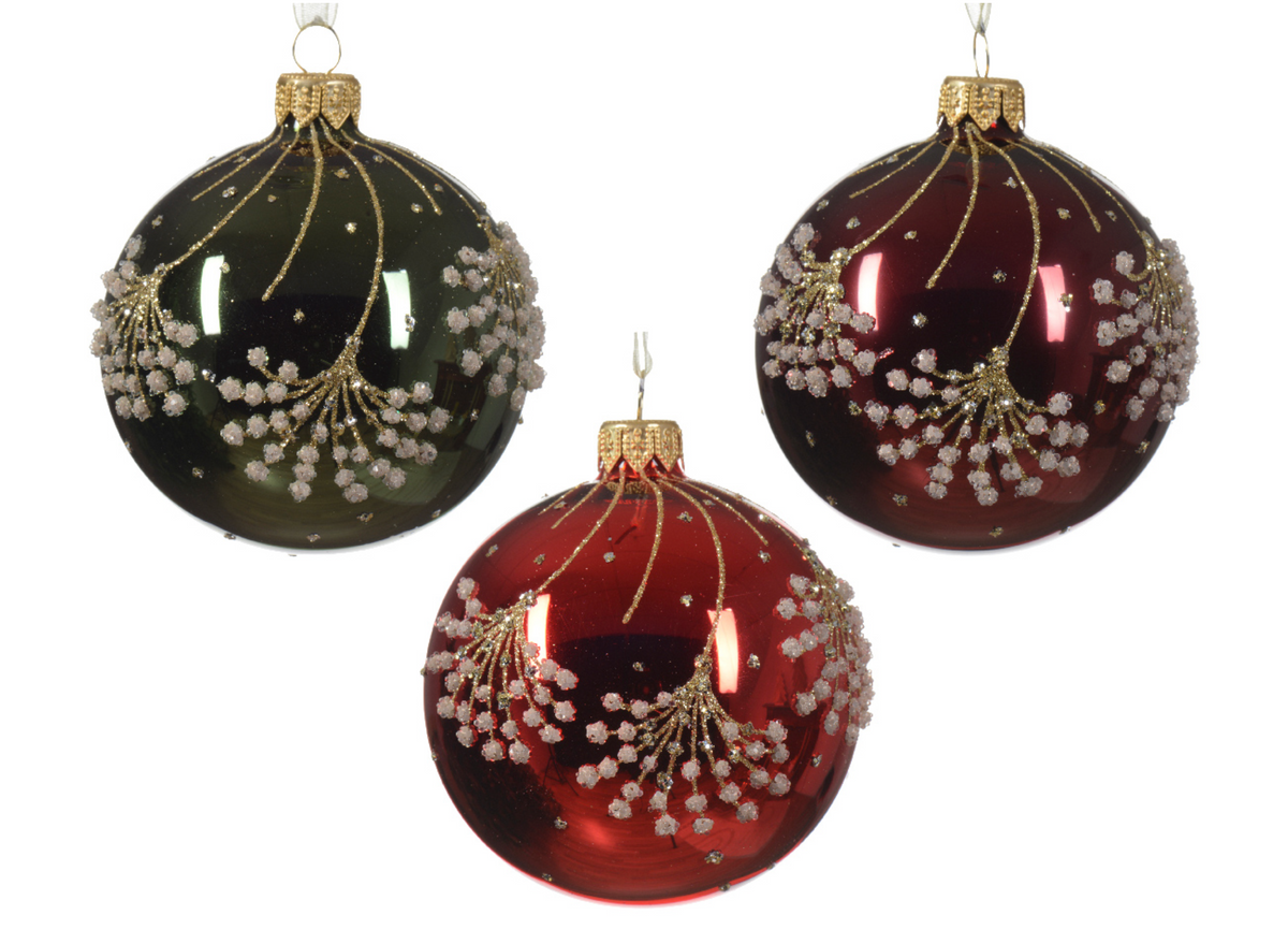 TRADITIONAL GLASS BAUBLE SET OF 6