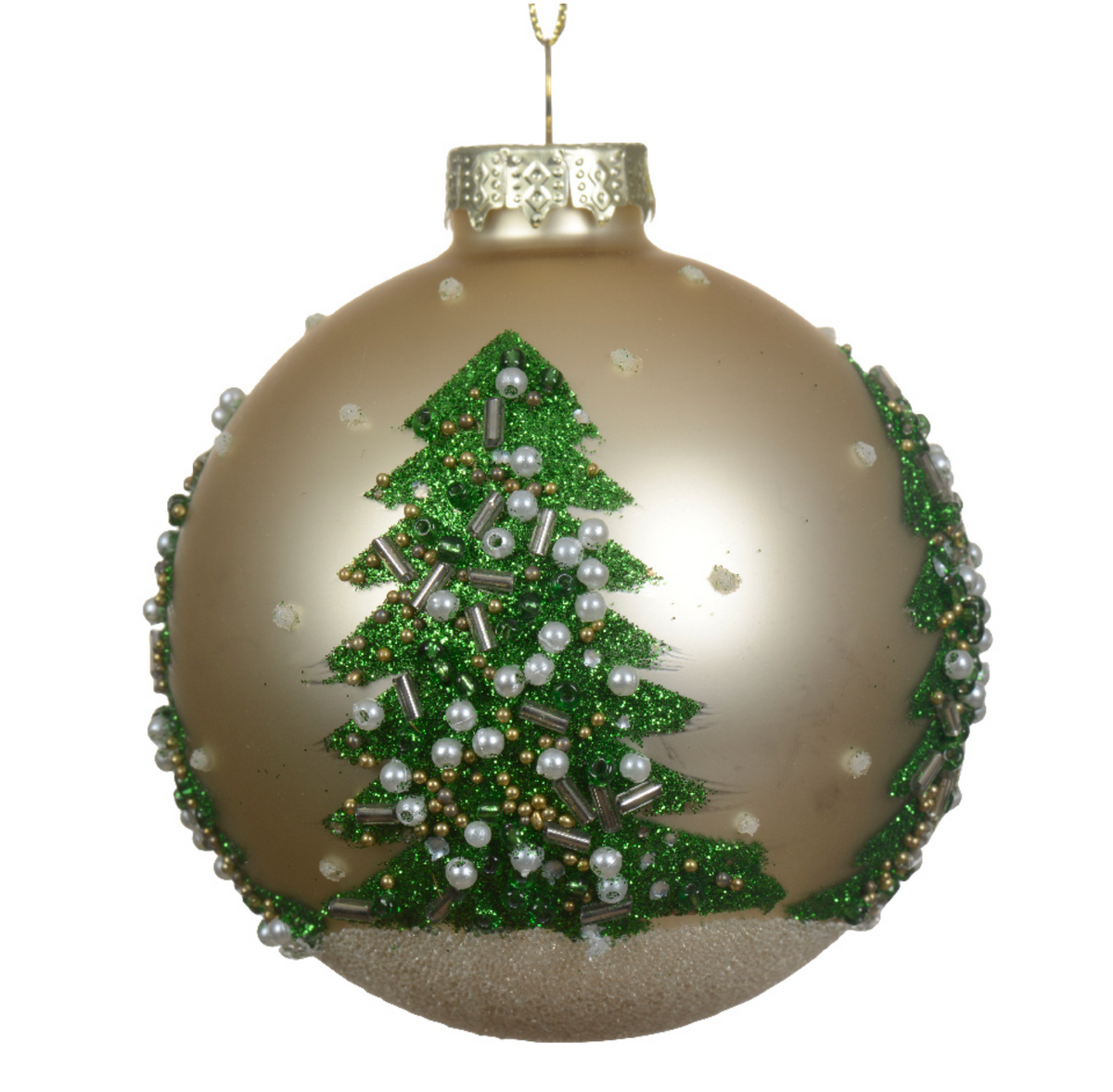 BAUBLE GLASS ORNAMENT SET FEATURING TREE, BEADS, AND PEARLS (SET OF 12)