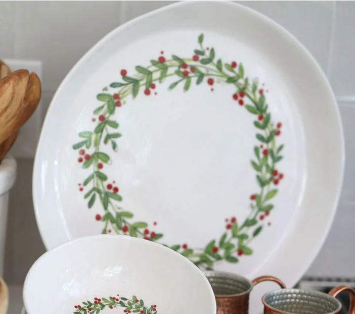 CHRISTMAS WREATH SERVING TRAY