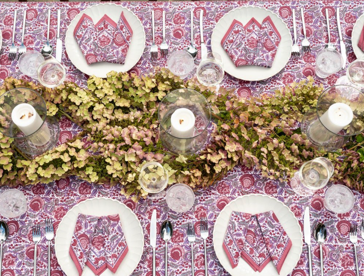 BOHEMIAN FLORAL DUSTY ROSE TABLECLOTH