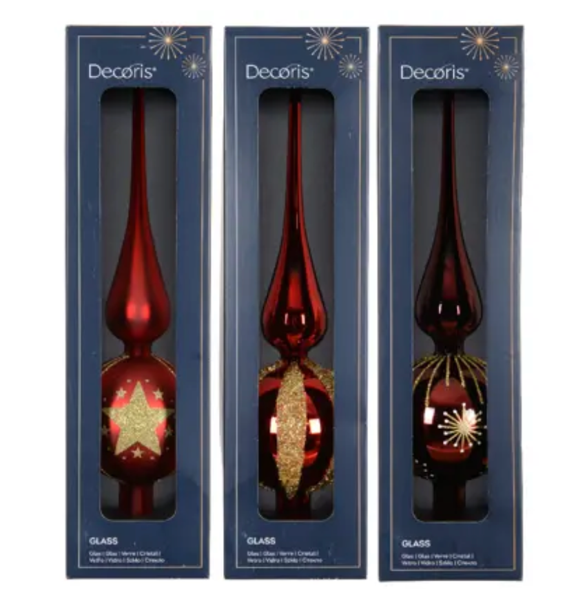 RED GLASS TREE TOPPERS