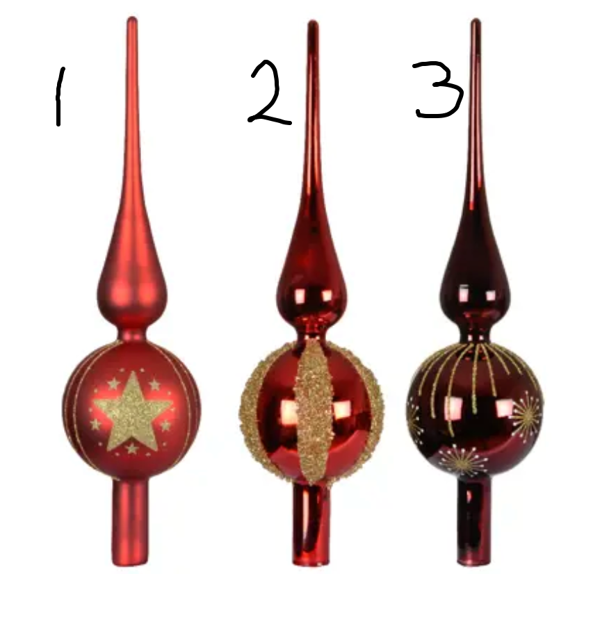 RED GLASS TREE TOPPERS
