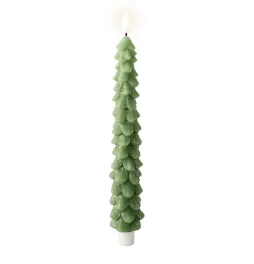 LED WICK DINNER TREE CANDLE-GREEN