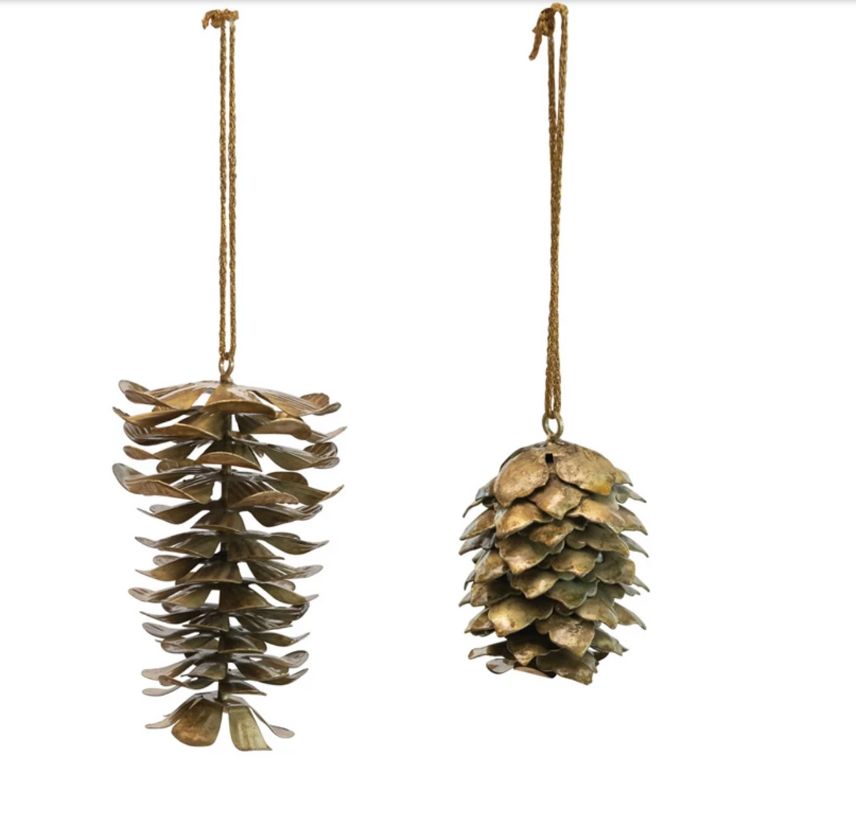 DISTRESSED GOLD PINECONE ORNAMENT SET