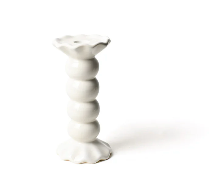 WHITE RUFFLE KNOBBED CANDLE HOLDER
