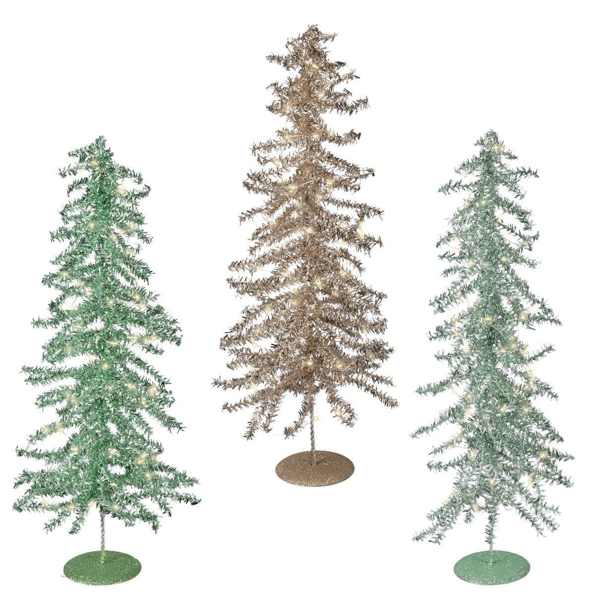 Tinsel LED trees