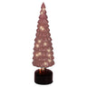 Decorative pink Christmas tree with lights on a white background