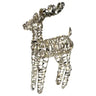 Decorative reindeer figure made of interlocking metal pieces on a white background