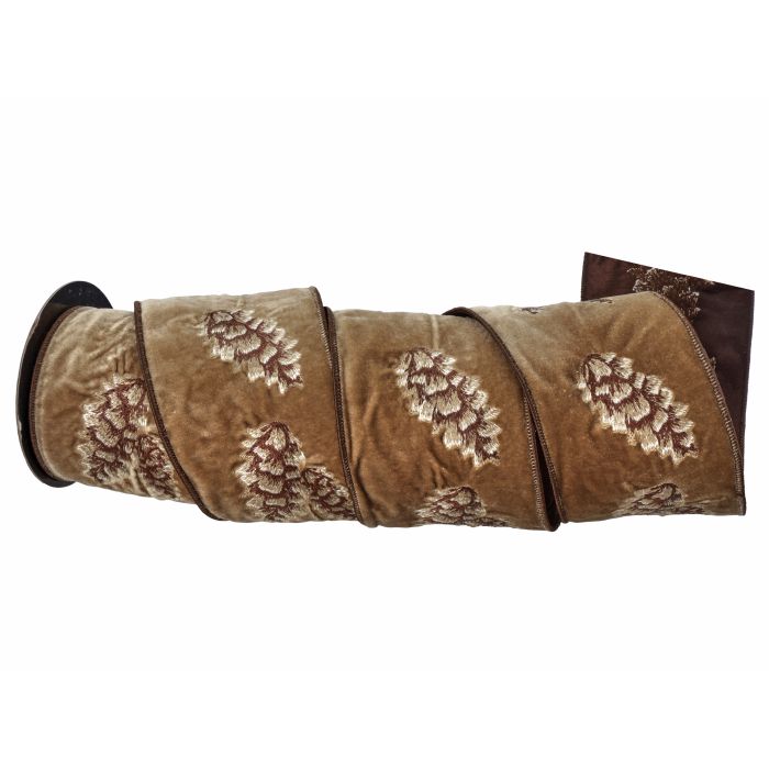 Faux Suede Pinecone Ribbon