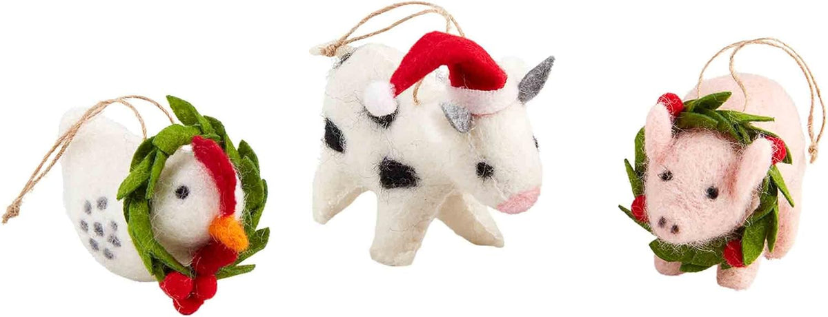 WOOL FELT FARM ORNAMENT SET