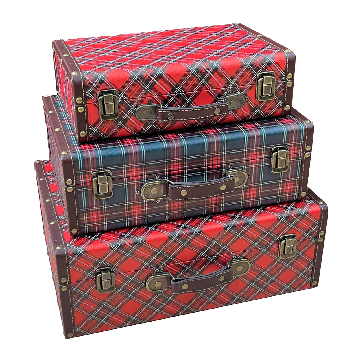 Plaid suitcase decor