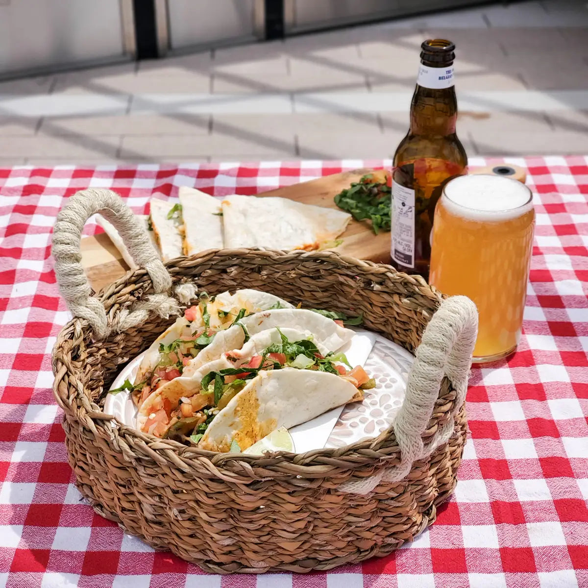 HANDMADE BREAD WARMER & WICKER BASKET-ROUND