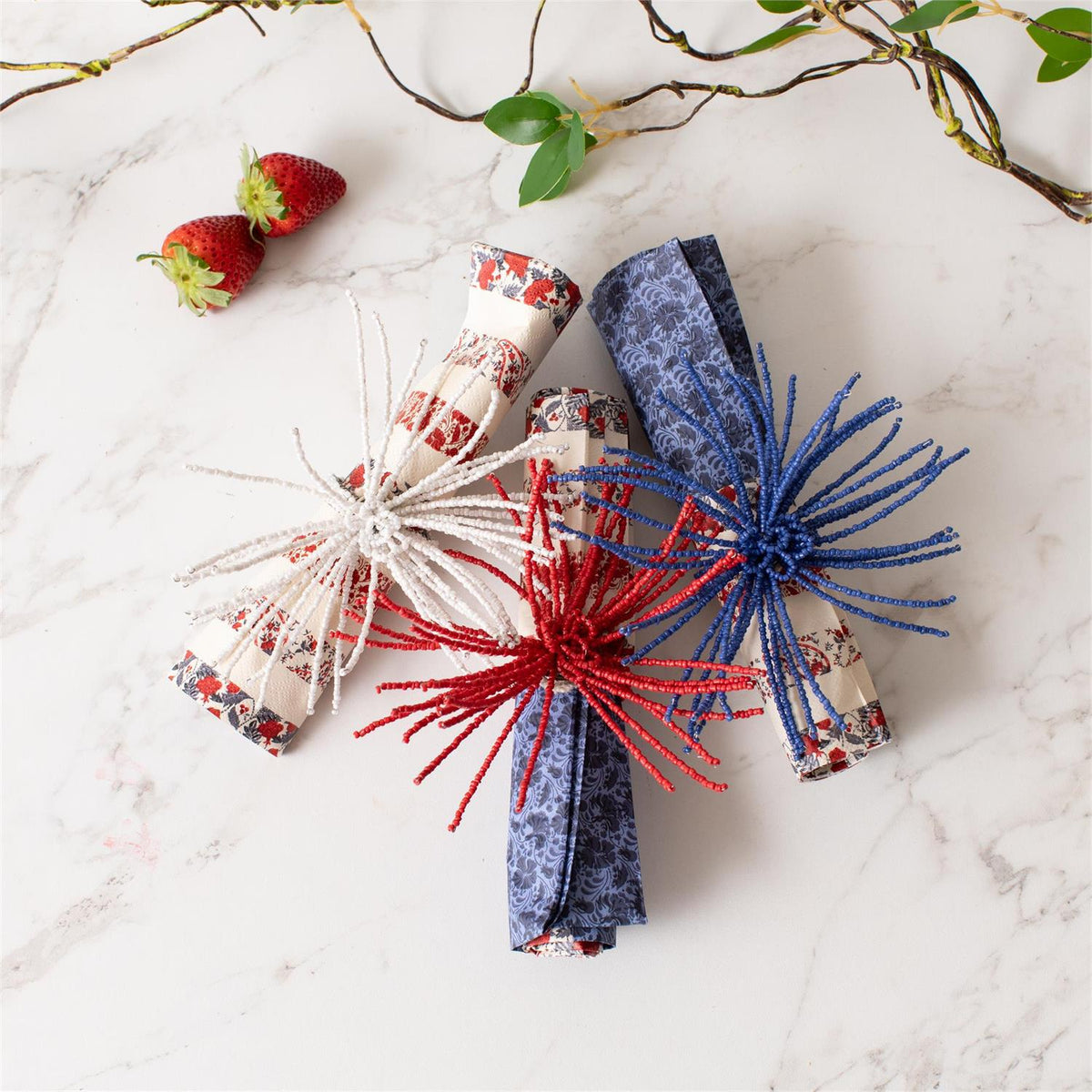 BEADED FIREWORK NAPKING RING SET