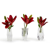 FACETED HAND-CUT CRYSTAL GLASS BUD VASES