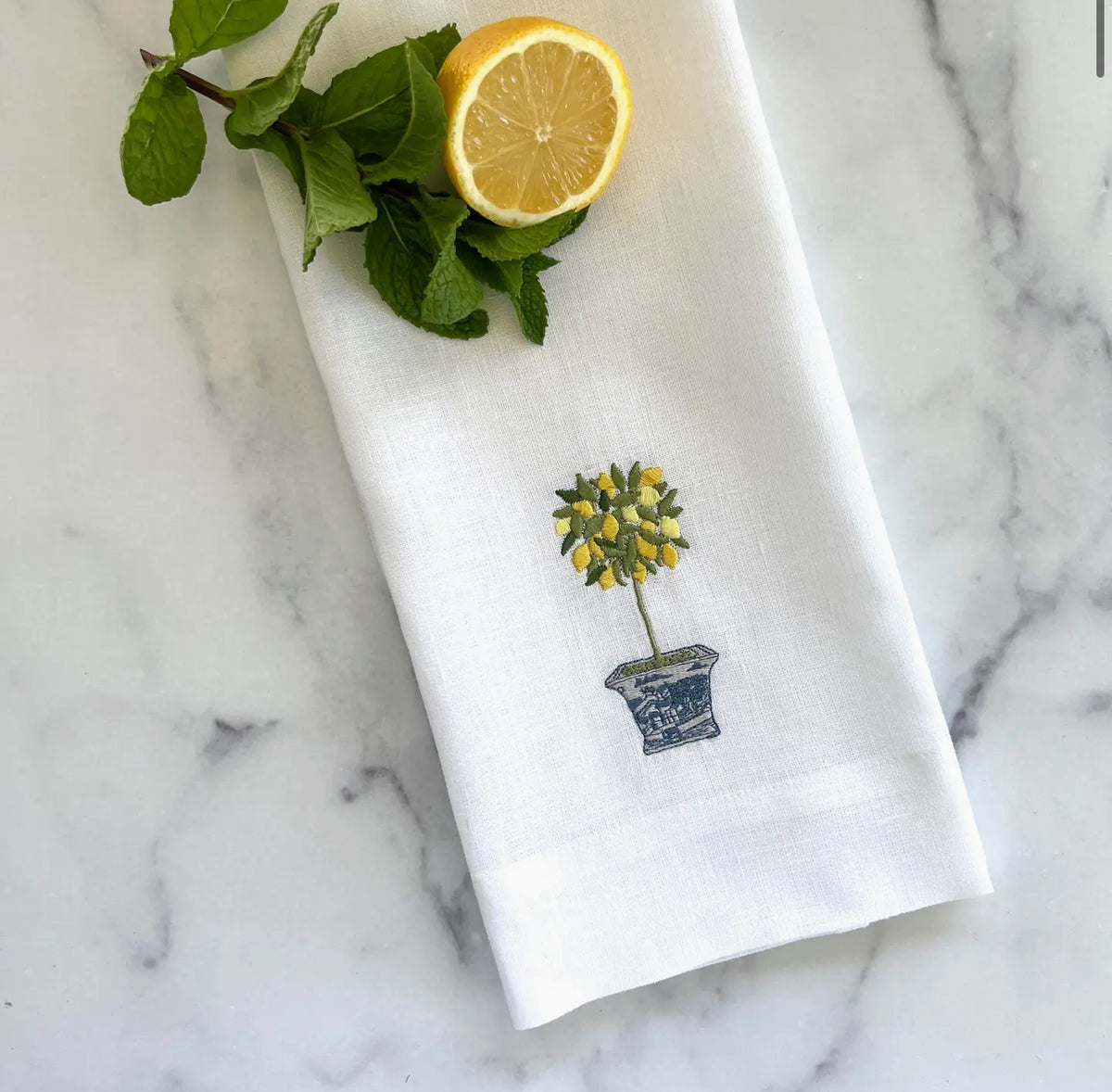 LEMON TOPIARY LINEN TOWEL