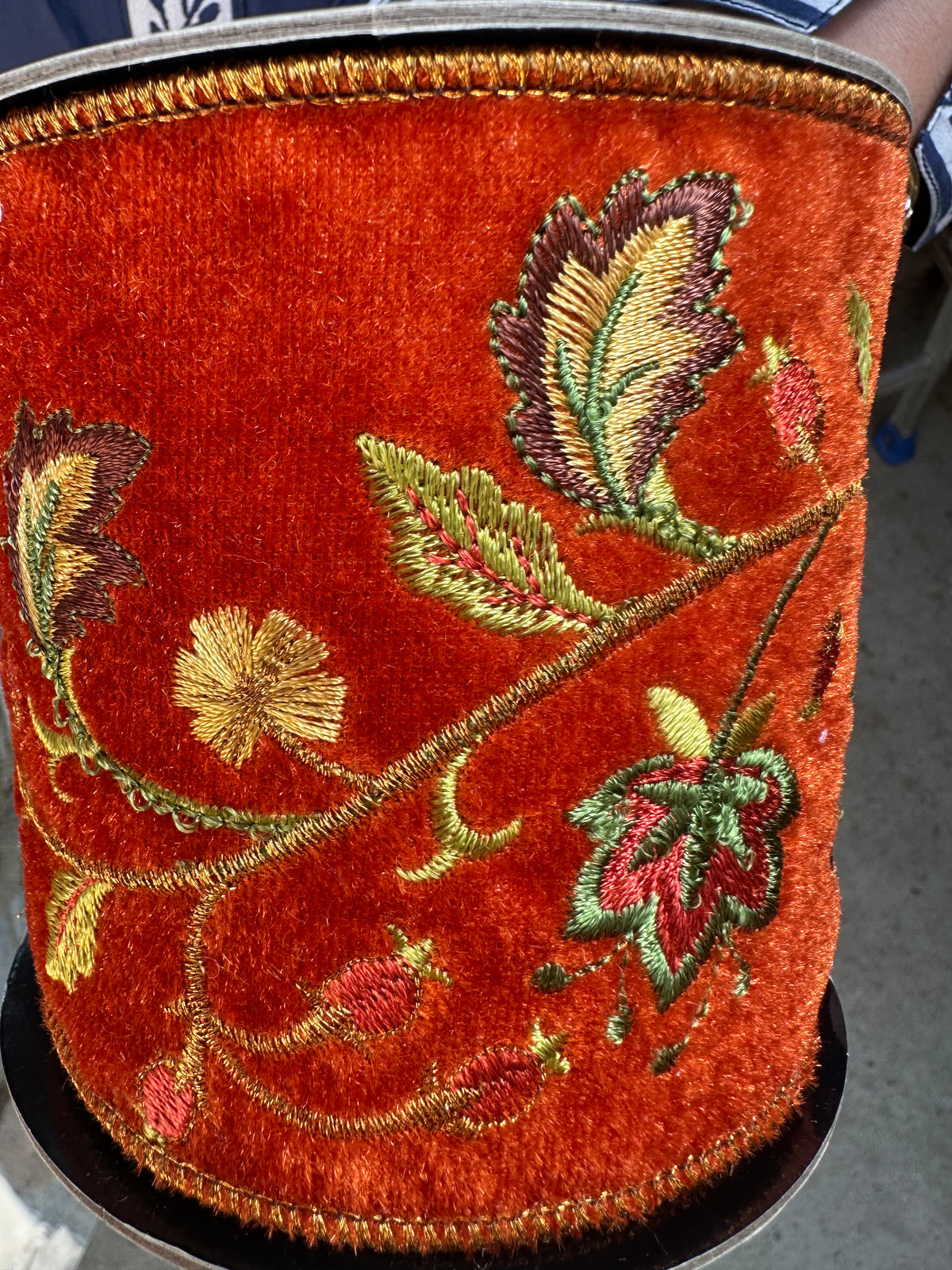 4" X 5 YDS EMBROIDERED AUTUMN LEAVES RIBBON