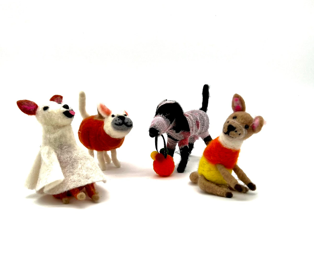 WOOL FELT DOGS IN COSTUME