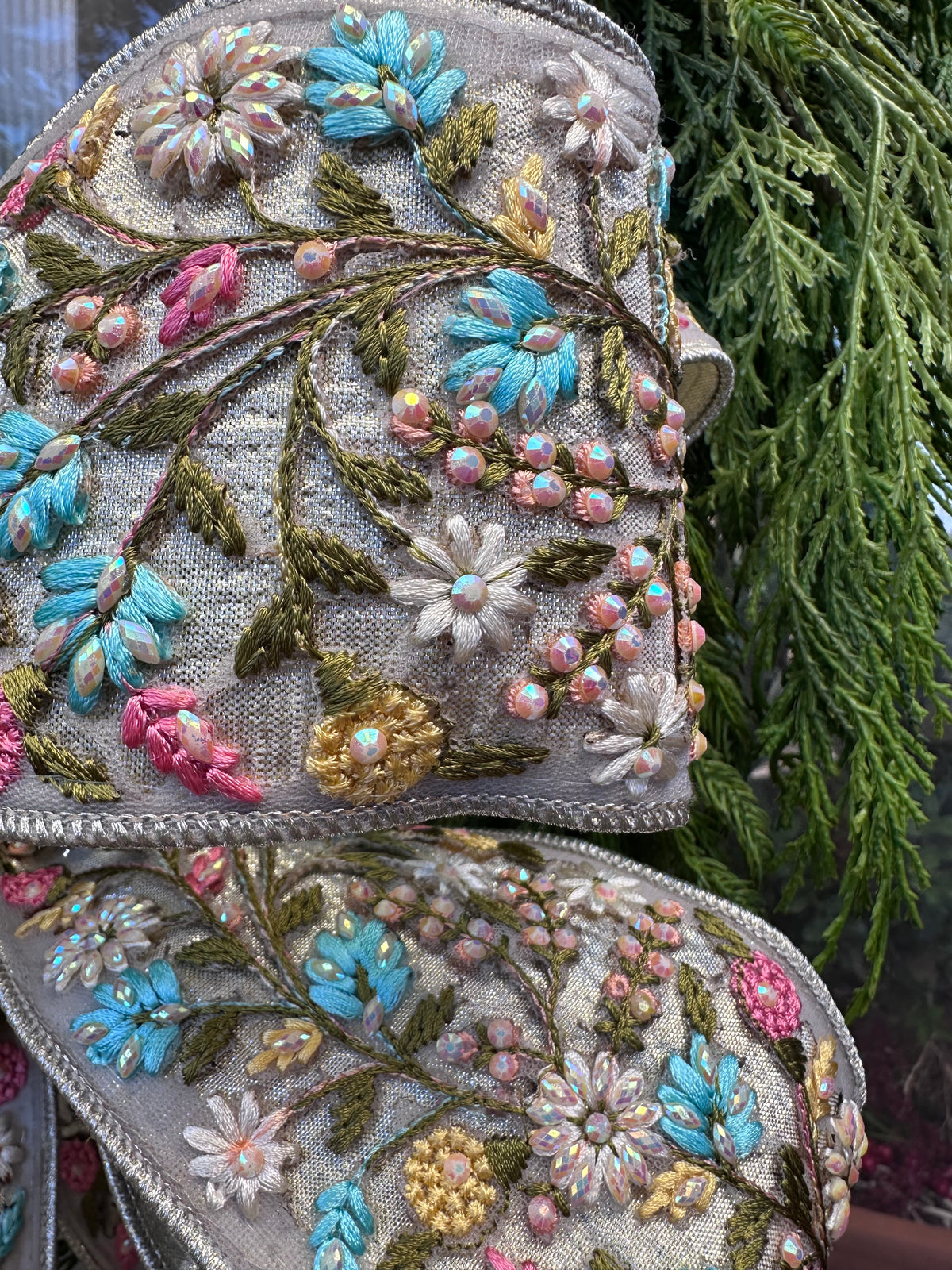 HAND-TIED BEADED APPLIQUE BOW