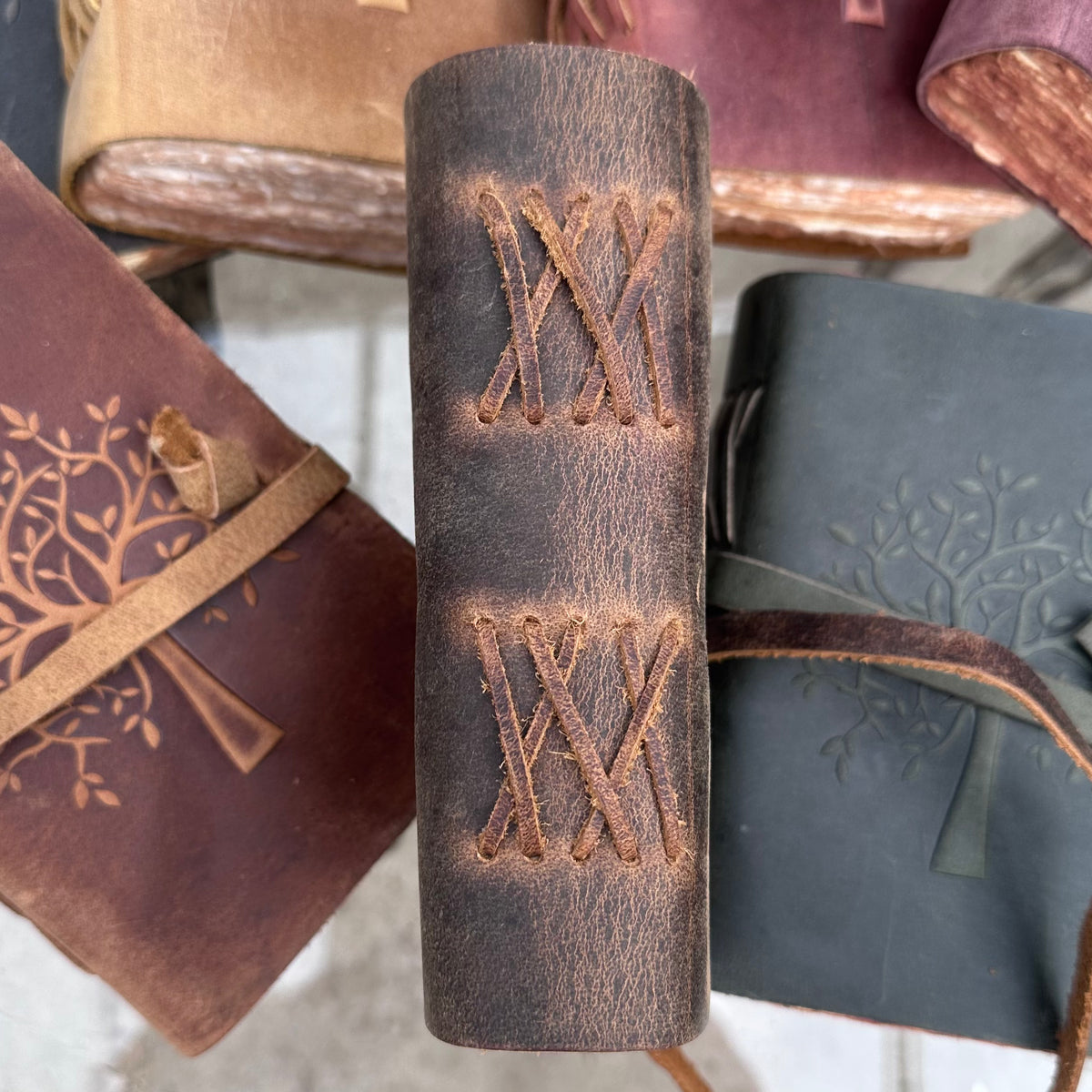 TREE HAND BOUND JOURNALS W/ HANDMADE PAPER