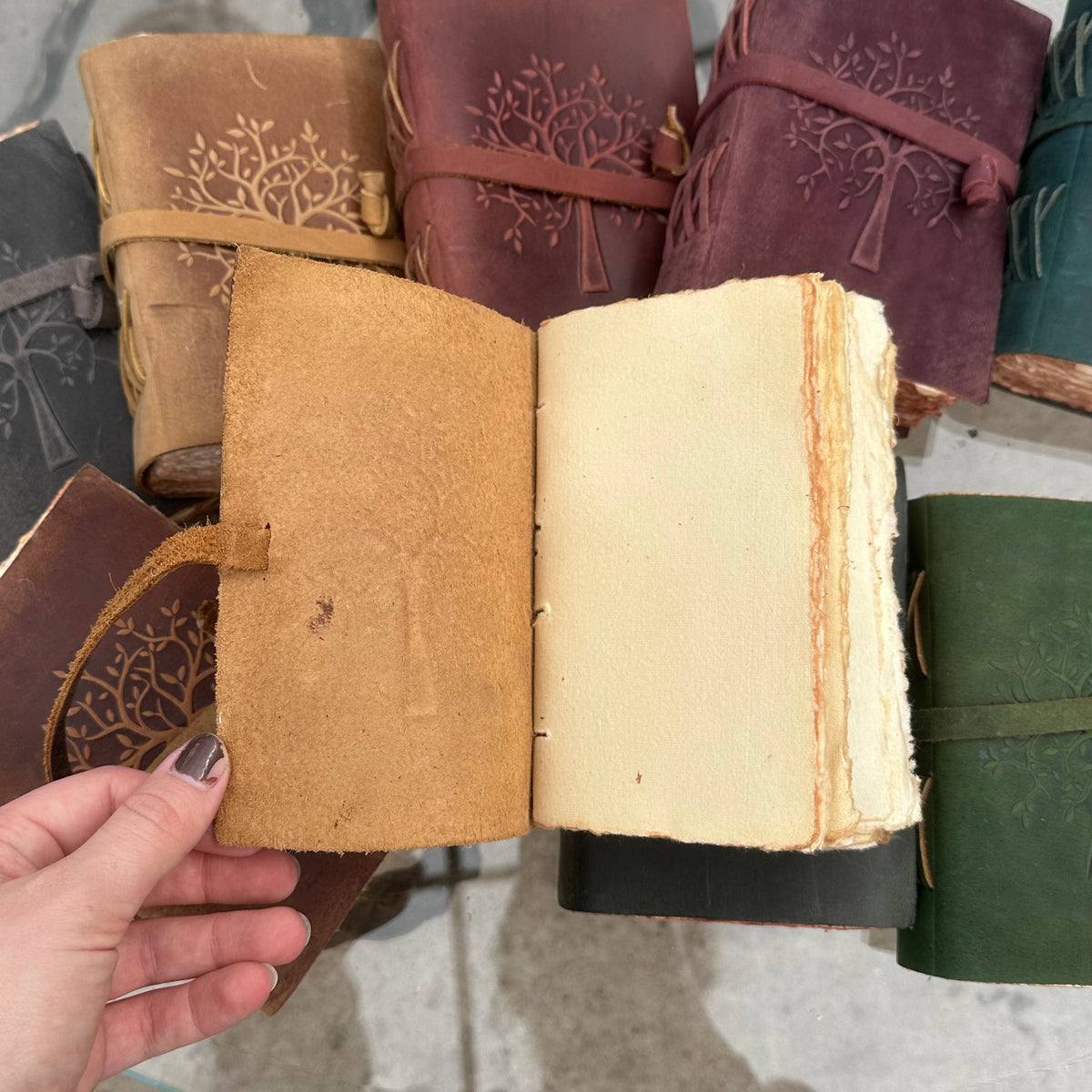 TREE HAND BOUND JOURNALS W/ HANDMADE PAPER