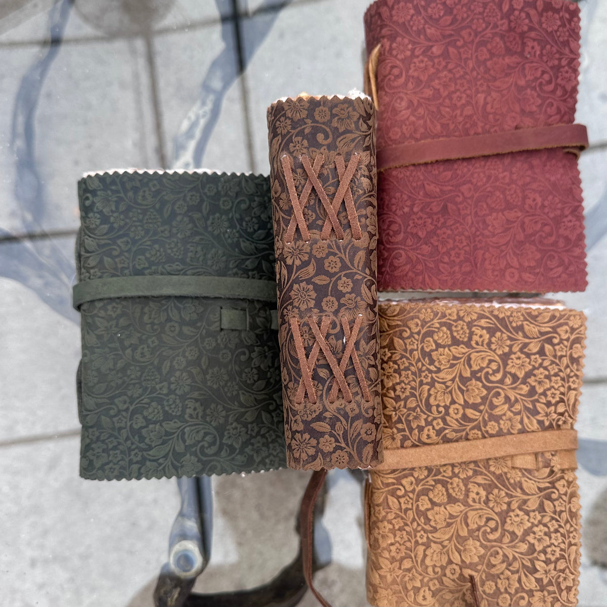 FLORAL HAND BOUND JOURNALS W/ HANDMADE PAPER