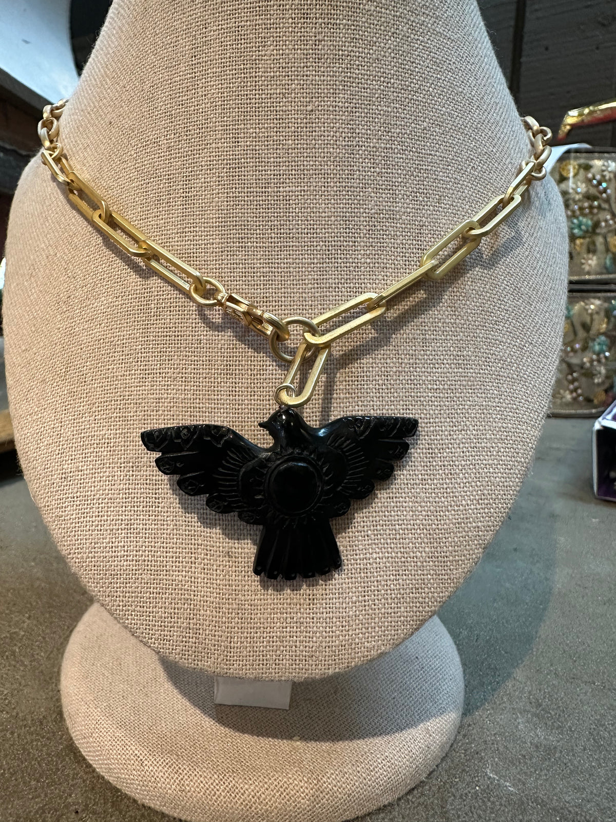 BLACK CARVED THUNDERBIRD ON CHAIN