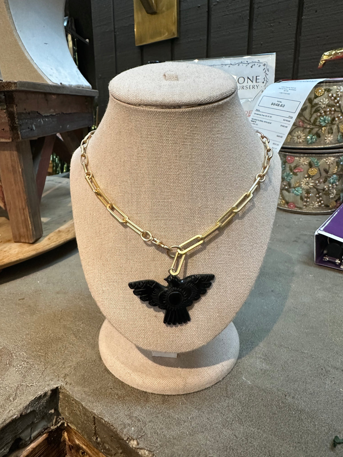 BLACK CARVED THUNDERBIRD ON CHAIN