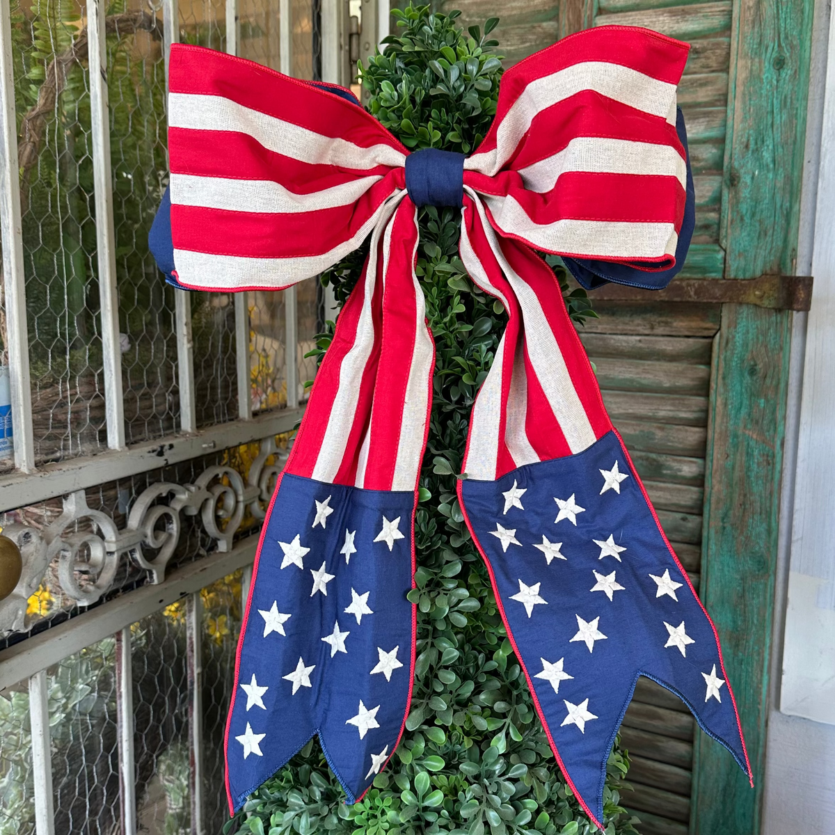 18” CANVAS STARS AND STRIPES BOW