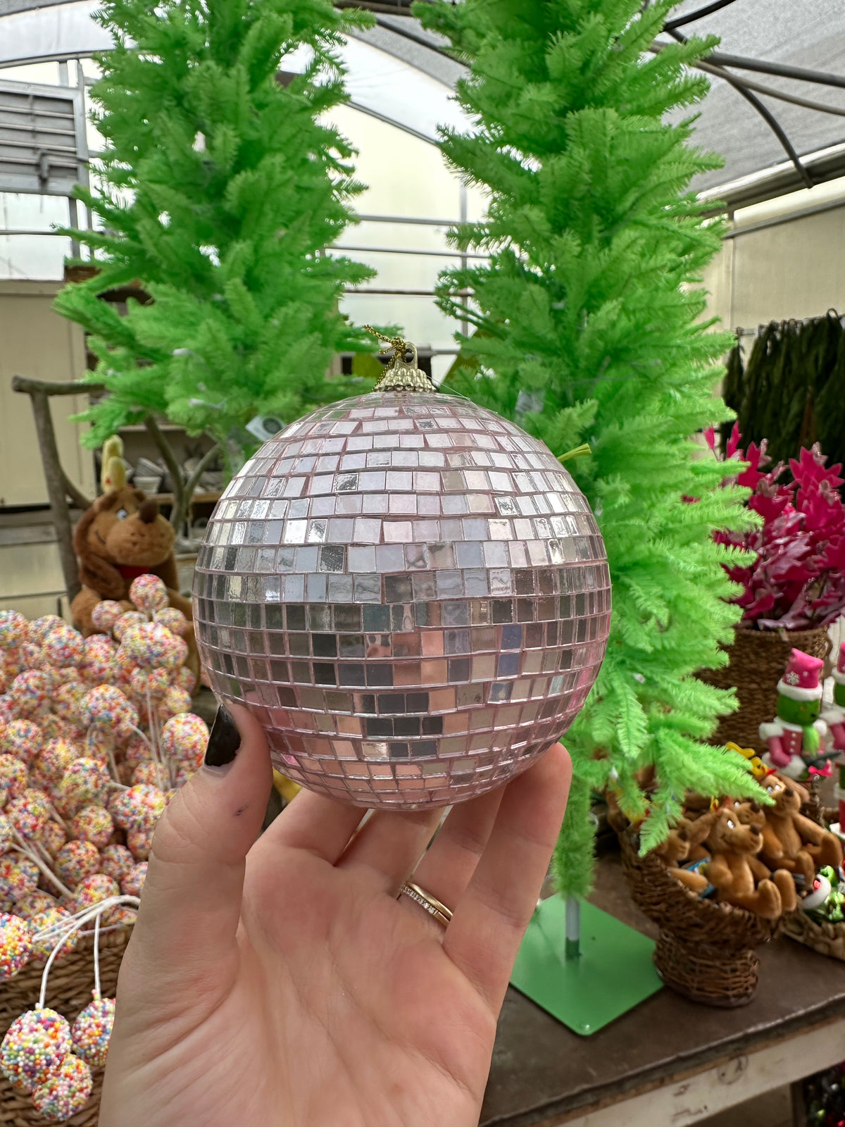 PINK DISCO BALL ORNAMENT