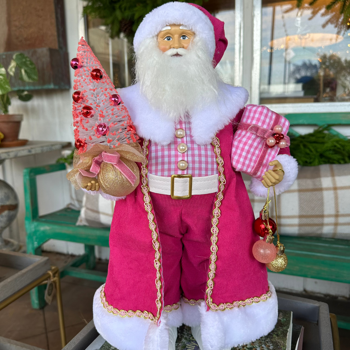 PINK GINGHAM SANTA