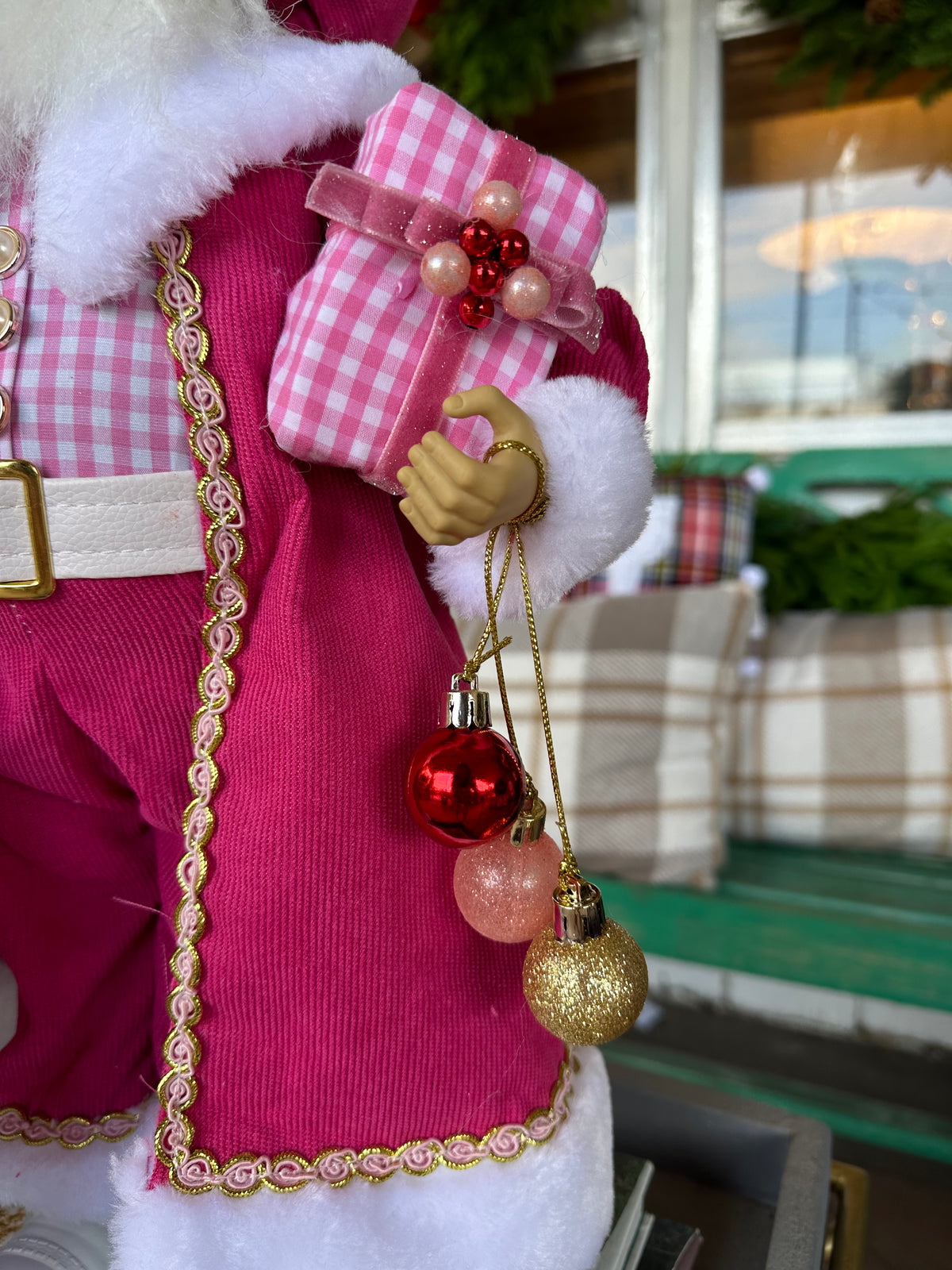 PINK GINGHAM SANTA