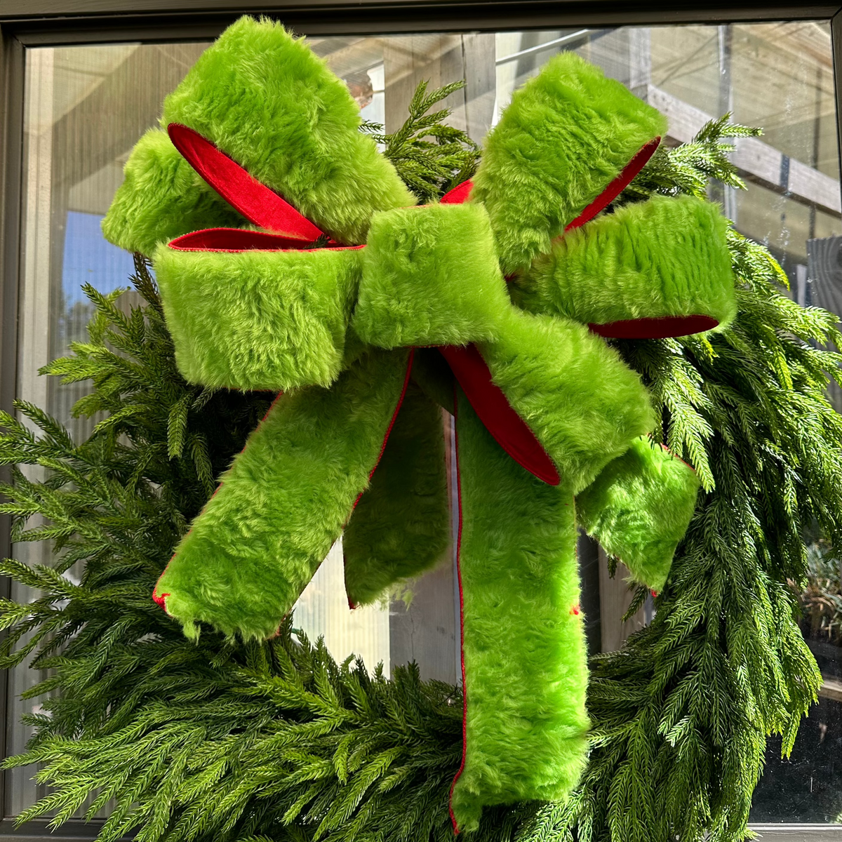 HANDMADE GRINCH FUR BOW